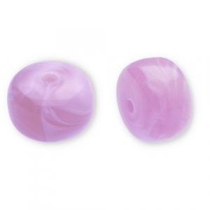 Perles acryliques disque Lilas-blanc