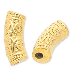 Perles en acier Inox tube Dor&eacute;