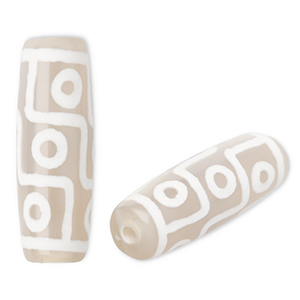 Perles en pierre naturelle Calc&eacute;doine tube Beige sable-blanc