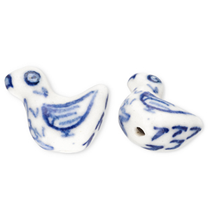 Perles en c&eacute;ramique canard Blanc cass&eacute;-bleu de Delft