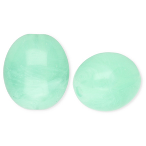 Perles acryliques ovale Vert menthe-marbr&eacute;
