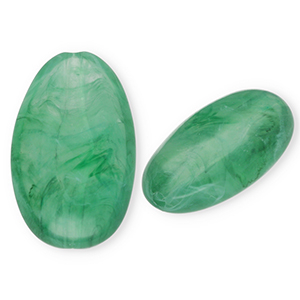 Perles acryliques oblong ovale Vert fonce-marbr&eacute;