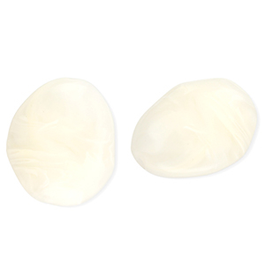 Perles acryliques en forme d'&oelig;uf Blanc cass&eacute;-marbr&eacute;