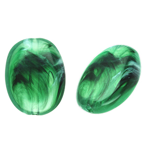 Perles acryliques ovale Vert fonce-marbr&eacute;