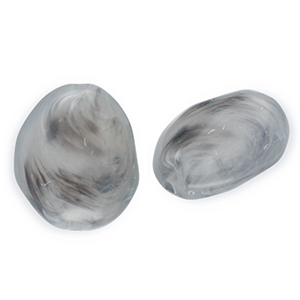 Perles acryliques en forme d'&oelig;uf Gris-marbr&eacute;