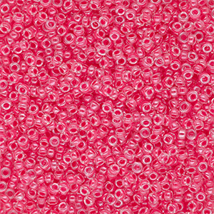 Perles de rocailles Miyuki 15/0 Carnation Pink Lined Crystal 15-0208