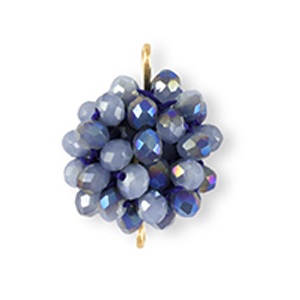 Boucles pendentifs facett&eacute;es connecteur 16mm Bleu marine