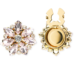 M&eacute;tal TQ laiton cache-boutons fleur Dor&eacute;-rose clair-cristal