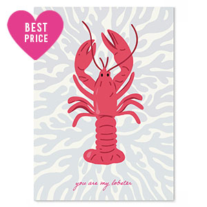 Cartes &agrave; bijoux "you are my lobster" Bleu-rouge