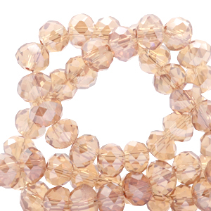 Perles &agrave; facettes 6x4mm disque Rose clair-top shine coating