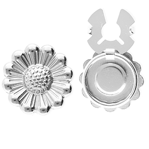 Cache-boutons en acier Inox fleur Argent&eacute;