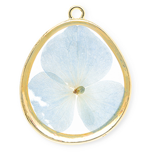 Pendentifs avec fleurs s&eacute;ch&eacute;es en forme d'&oelig;uf Dor&eacute;-bleu clair