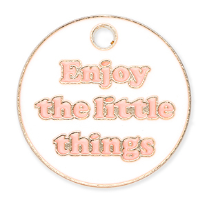 Breloques en m&eacute;tal "Enjoy the little things" Dor&eacute;-blanc-rose clair