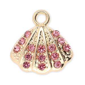 Breloques en m&eacute;tal coquillage avec strass Dor&eacute;-rose