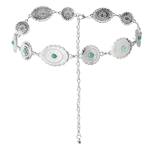 Cha&icirc;nes de taille boh&egrave;me Argent&eacute;-turquoise