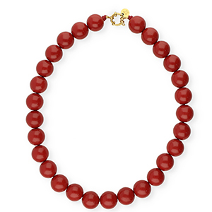 BY31&reg; Colliers en perles acryliques 16mm brillant Salsa rouge 18-1657 TCX-dor&eacute;