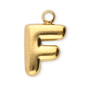 Breloques en acier Inox lettre F Dor&eacute;