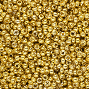 Perles de rocailles 8/0 (3 mm) Dor&eacute; jaune brillance m&eacute;tallique