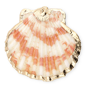 Pendentifs coquillage specials coquille Saint-Jacques Rose fonc&eacute;-dor&eacute;