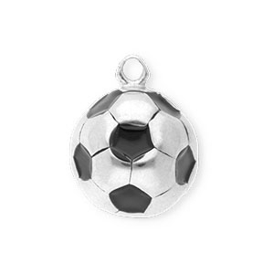 Breloques en acier Inox football Argent&eacute;-noir