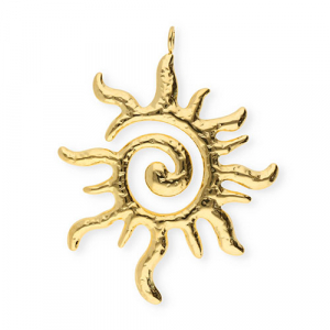 Breloques en acier Inox soleil en spirale Dor&eacute;