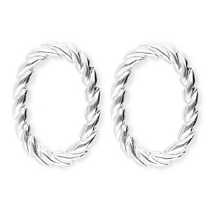 BY31&reg; Boucles d'oreilles / puces en acier Inox ovale torsad&eacute; Argent&eacute;