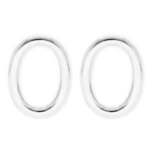 BY31&reg; Boucles d'oreilles / puces en acier Inox ovale Argent&eacute;