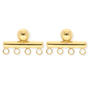BY31&reg; Appr&ecirc;ts en acier Inox boucles d'oreilles&nbsp;/&nbsp;puces d&rsquo;oreilles barre avec 4 anneaux Dor&eacute;