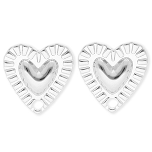 BY31&reg; Appr&ecirc;ts en acier Inox boucles d'oreilles&nbsp;/&nbsp;puces d&rsquo;oreilles coeur avec anneau Argent&eacute;