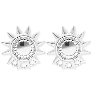 BY31&reg; Appr&ecirc;ts en acier Inox boucles d'oreilles&nbsp;/&nbsp;puces d&rsquo;oreilles soleil avec 3 anneaux Argent&eacute;