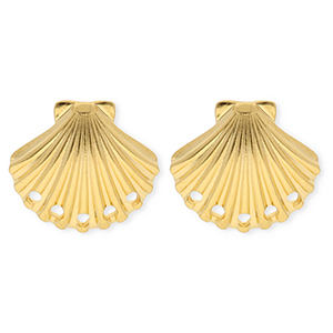 BY31&reg; Appr&ecirc;ts en acier Inox boucles d'oreilles&nbsp;/&nbsp;puces d&rsquo;oreilles coquillage avec 5 anneaux Dor&eacute;