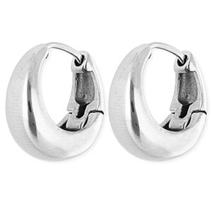 Boucles d'oreilles / cr&eacute;oles en acier Inox Argent&eacute;