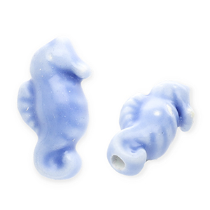 Perles en c&eacute;ramique hippocampe Bleu