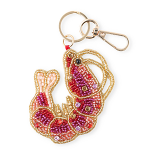 Porte-cl&eacute;s crevette Dor&eacute;-rose clair-fuchsia-rouge
