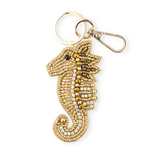 Porte-cl&eacute;s hippocampe Dor&eacute;-dor&eacute; antique-bronze