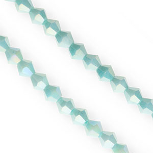 Perles &agrave; facettes bicone 6&nbsp;mm Vert aqua-AB coating