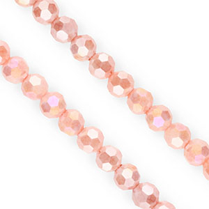 Perles &agrave; facettes rondes 6&nbsp;mm Rose saumon-AB coating