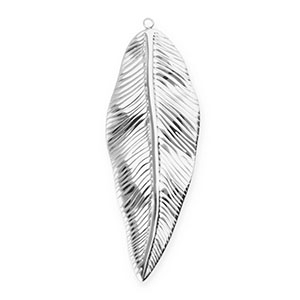 Breloques en acier Inox feuille Argent&eacute;