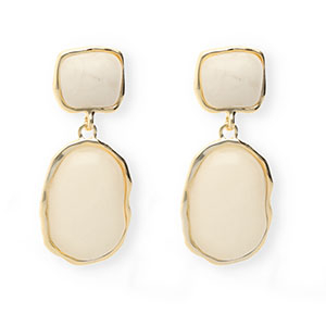 Boucles d'oreilles&nbsp;/&nbsp;puces tendance avec tige en acier inoxydable Dor&eacute;-beige
