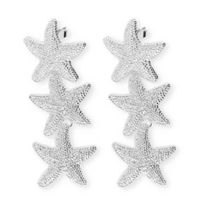 Boucles d'oreilles&nbsp;/&nbsp;puces tendance &eacute;toiles de mer avec tige en acier inoxydable Argent&eacute;