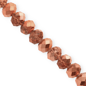 Perles &agrave; facettes 12x9&nbsp;mm disque Heishi Dor&eacute; ros&eacute;-pearl shine coating