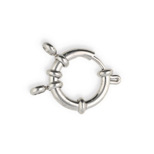 Appr&ecirc;ts en acier inox fermoir bou&eacute;e 18mm avec anneaux Argent&eacute;