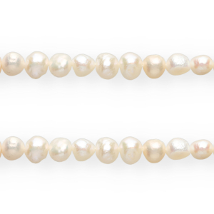 TQ Perles d&rsquo;eau douce nugget ovale 6-7 mm Blanc naturel