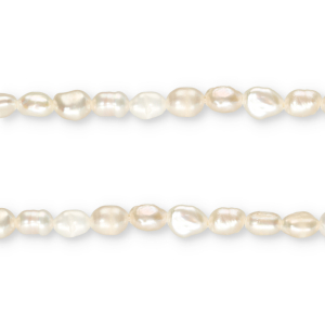 TQ Perles d&rsquo;eau douce nugget rond 6-7x5 mm Blanc naturel