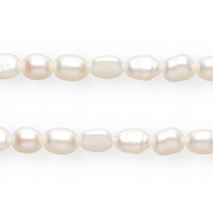 TQ Perles d&rsquo;eau douce nugget ovale 5-6 mm Blanc naturel
