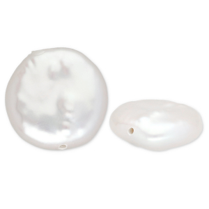 TQ Perles d&rsquo;eau douce plates et rondes Blanc naturel