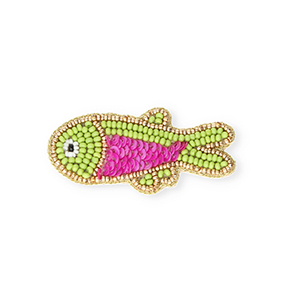 Broches poisson Dor&eacute;-magenta-vert lime fonc&eacute;
