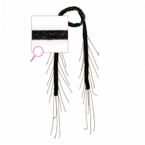 Collier ras de cou en organza avec perles en verre Noir-dor&eacute;