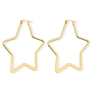 Boucles d'oreilles&nbsp;/&nbsp;cr&eacute;oles en acier Inox &eacute;toile Dor&eacute;