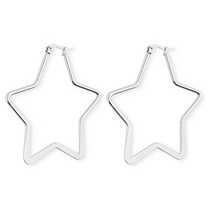 Boucles d'oreilles&nbsp;/&nbsp;cr&eacute;oles en acier Inox &eacute;toile Argent&eacute;